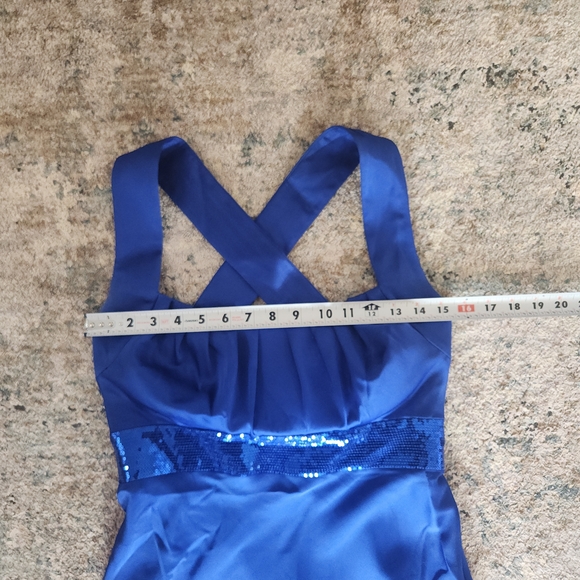 Calvin Klein Cobalt Blue Sequin Waist Gown Size 6 Formal Maxi Dress - Picture 6 of 12